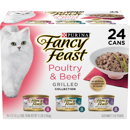 Grilled Wet Cat Food Poultry and Beef Collection Wet Cat Food Variety Pack - (Pack of 24) 3 oz. Cans